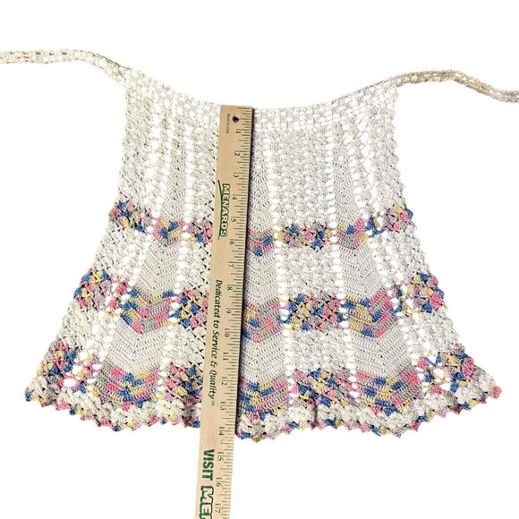 Vintage Handmade Crocheted Half Apron Child or Smaller Woman Used Farmhouse - Picture 7 of 10